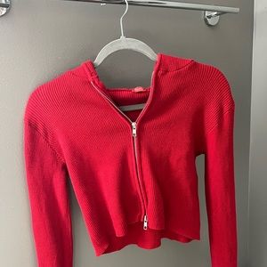 Brandy Melville red zip up sweater jacket